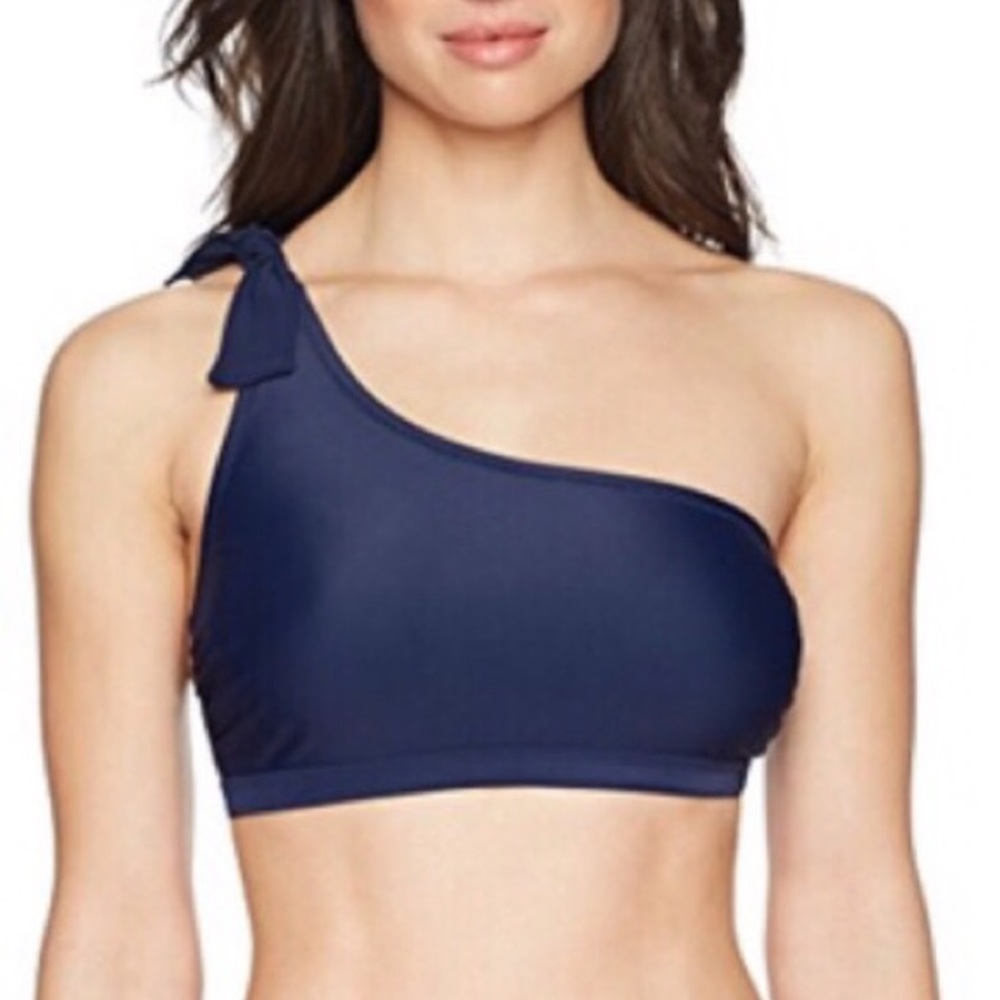 Coastal Blue Knotted One Shoulder Bikini Top Swimwear